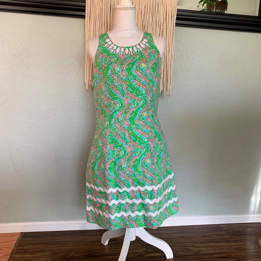 Lilly Pulitzer beaded sleeveless 'Chomp Chomp' dress size 10